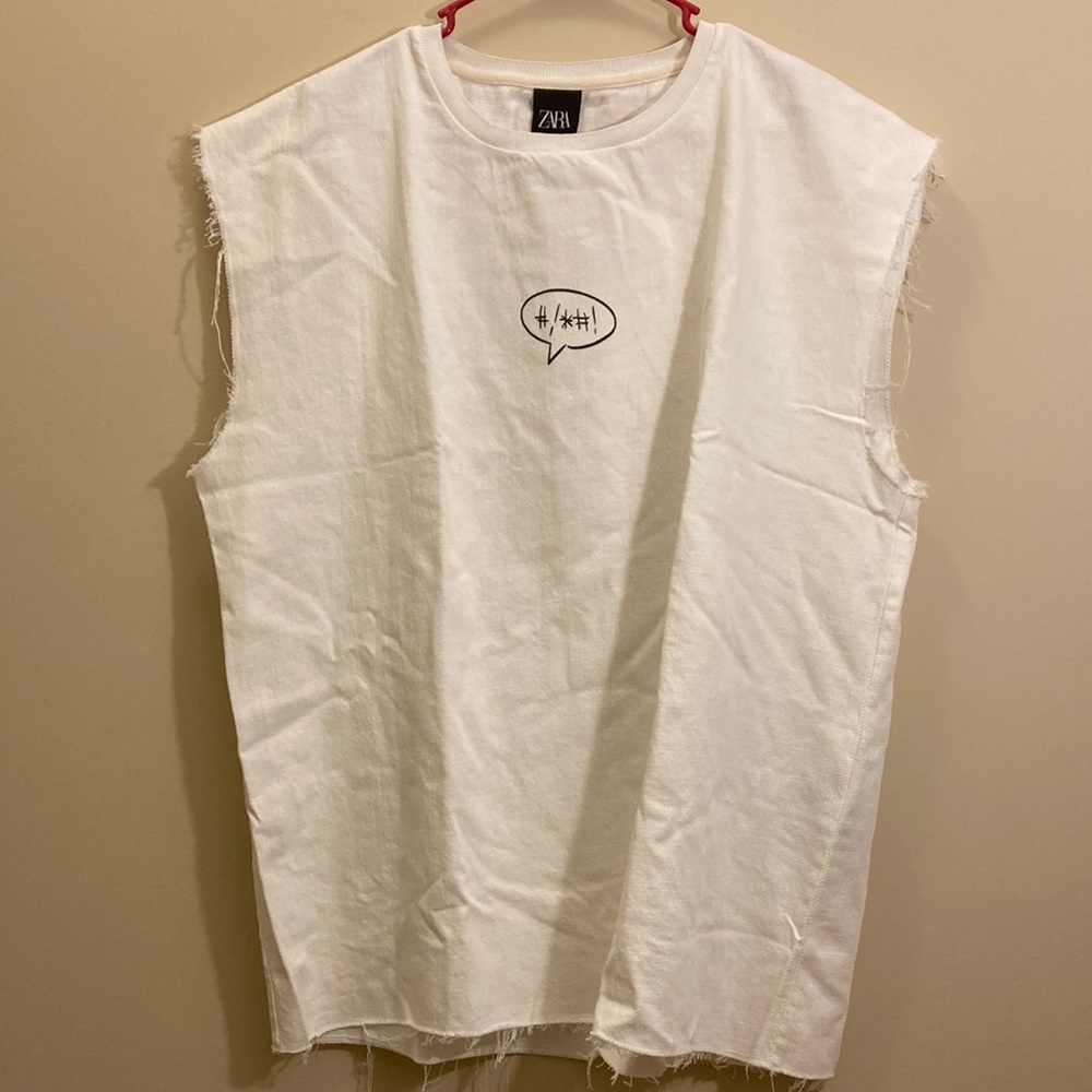 Zara Punk Rock White Sleeveless Shirt